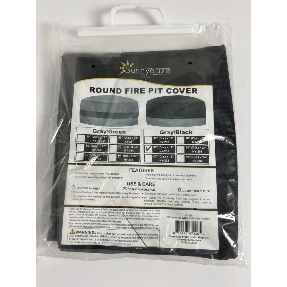 Sunnydaze Decor Fire Pit Cover Round 36" Dia. x 12"Gray Black 2-Tone Outdoor D19